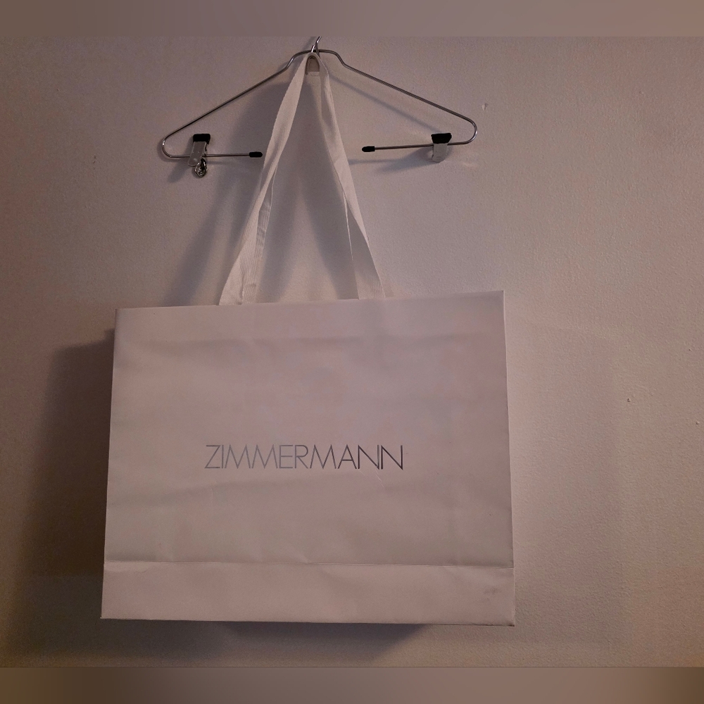 Authentic Zimmermann White Shopping Bag with Iridescent Logo – Large 18”x 14”x5"